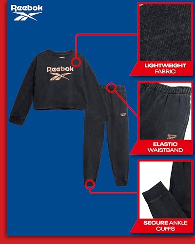 Reebok Girls' Sweatsuit Set - 2 Piece Fleece Hoodie and Jogger Sweatpants (Size 7-12)2