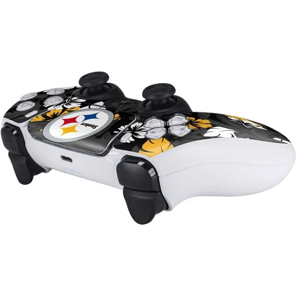 Skinit Gaming Decal Skin Compatible with PS5 and Compatible with PS5 Digital Edition DualSense Controller - Officially Licensed NFL Pittsburgh Steelers Tropical Print Design