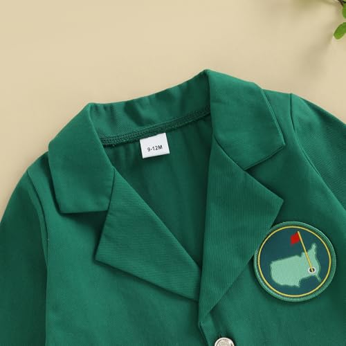 Eadrioss Golf Jacket for Baby Boy Girl First Birthday Outfit Lapel Button Down Green Blazer Coat 1st 2nd Bithday Outfit Gift4