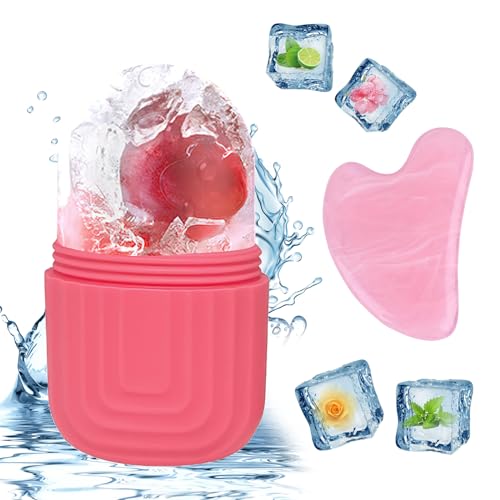Scettar Ice Roller Gesicht, Wiederverwendbares Silikon Gesichtsroller Mit Jawline Stone, Gesichtsmassag Roller Zur Straffung Der Haut, Verkleinerung Der Poren Und Reduzierung Von Falten(Rosa) Scettar Ice Roller Gesicht, Wiederverwendbares Silikon Gesichtsroller Mit Jawline Stone, Gesichtsmassag Roller Zur Straffung Der Haut, Verkleinerung Der Poren Und Reduzierung Von Falten(Rosa)