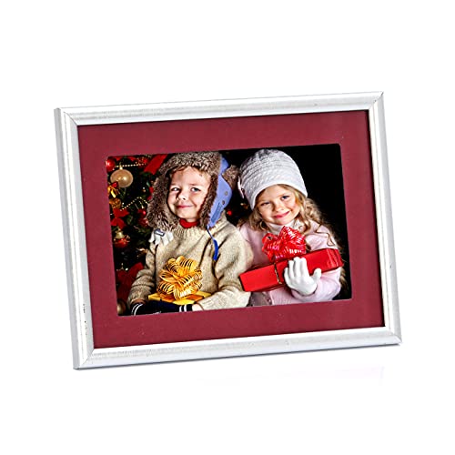 Mimosa Moments 5X7 Silver-Tone Christmas Picture Frame Matted With 4X6 Red Velvet Fabric Mat #TOP2
