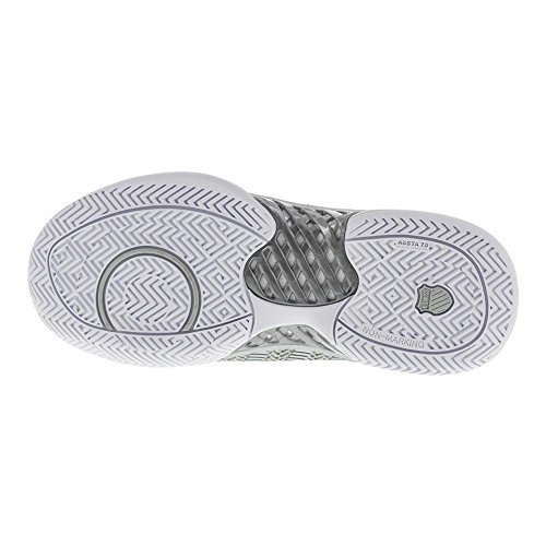 K-Swiss Women's Hypercourt Express Tennis Shoe, White/Silver, 8 M