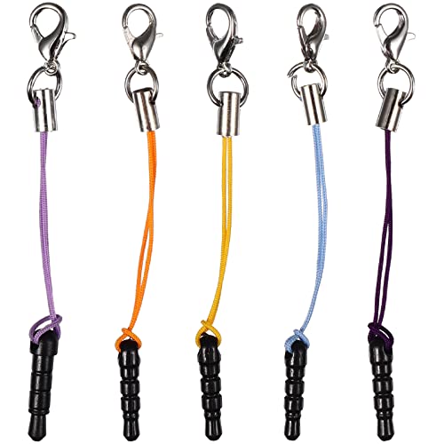 Mikikit Headphone Jack Protector Dust Plug Lobster Clasp Phone Strap Phone Charm Strap Earphone Jack Accessories Lariat Lanyard Phone Dust Plug Charm Phone Charms 15 Pcs