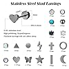 Diamday 52Pcs Stainless Steel Stud Earrings Set for Women Men Hypoallergenic CZ Hoop Earrings Heart Butterfly Star 20G Cartilage Earrings Tiny Flat Back Earrings Tragus Helix Piercing Jewelry Black #1