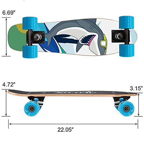 Image of KO-ON Skateboard Complete Skateboards 22 Inch Mini Cruiser Skateboards for Beginners Kids Boys and Girls