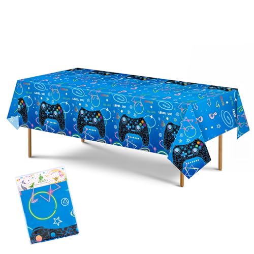 Wernnsai WR-GAME TABLE COVER-C001-1-US Video Game Party Tablecloth - 1 Pack 54’’ X 108’’ Blue Video Game Party Decorations For Boys Gamer Birthday Party Disposable Table Cover thumb #6