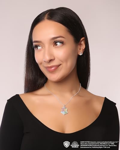 Harry Potter Hogwarts Crest Necklace Official License, 16"+2" Silver Flash-Plated Harry Potter Necklace for Women4