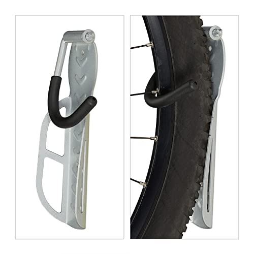 Soportes de bicicleta para pared plegables en set de 4 ganchos grises hasta 25 kg 8