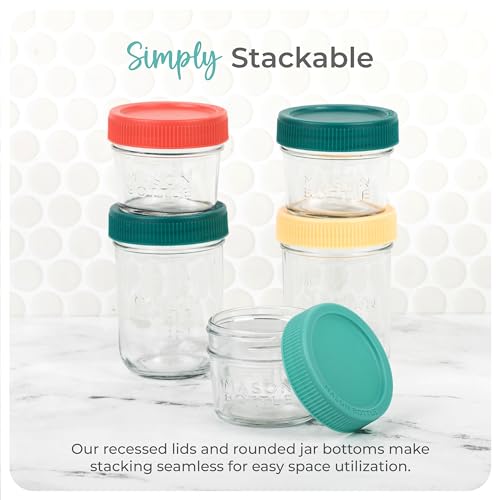 Mason Bottle Breast Milk Storage Jars (4oz & 8oz, 8-Pack) – Reusable Glass Baby Food Containers with Lid for Baby Formula & Breastmilk – Airtight, Stackable, Freezable