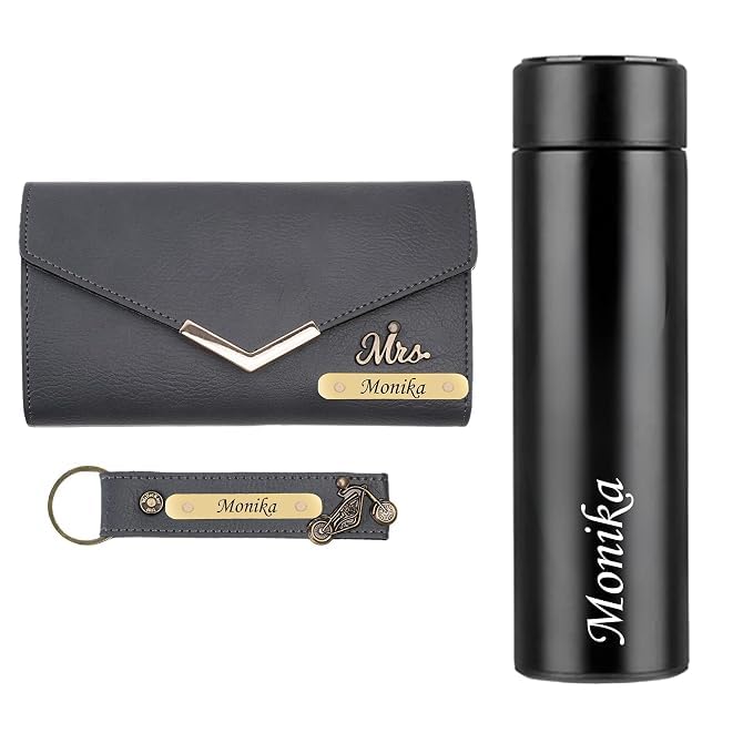 Image of WALLETKART Personalized Leather Women's Clutch with Name & Charm | Customized Clutch for Girlfriend Friend Wife Mother & Sister