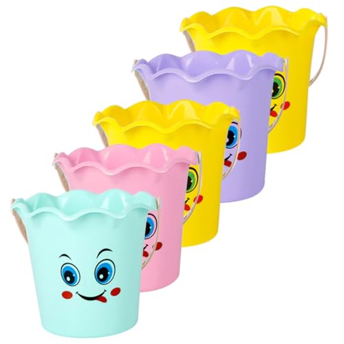 UPKOCH Lot de 5 Petits Seaux à Sable en Plastique Épais, Seaux Portables pour Jeux de Plage et Creusage, Couleurs Pastel Macaron, Seau Polyvalent pour Activités Plein Couleur Aléatoire
