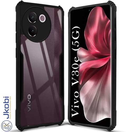 Image of Jkobi Hybrid Back Case Cover for Vivo V30e 5G (Shockproof with Polycarbonate Clear Panel | Professional Black)