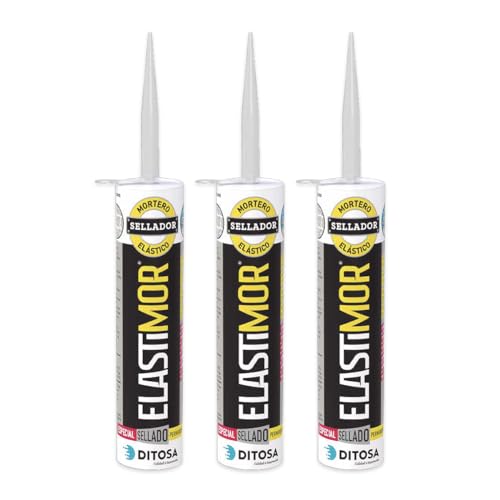ELASTIMOR Mortero Sellador, Cemento Express, Impermeable, para encintados, llagueados, sellados, rejunteados, reparaciones, Tubo 310 ml x3
