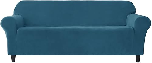Vista 50 de Funda elástica para sofá de 3 cojines, 1 funda de terciopelo para sofá, fundas protectoras de muebles con parte inferior elástica, lavable a máquina