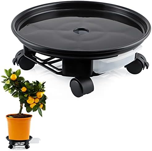Portavasi in metallo da 43 cm, resistente, con ruote, per piante