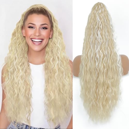 Image of Claw Clip Ponytail Extension 26In Curly Hair,Blonde Highlight H613 /1001#