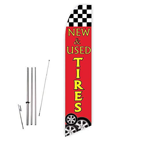 New & Used Tires Super Novo Feather Flag - Complete 15ft