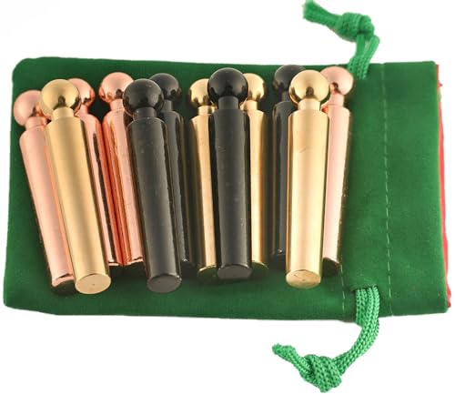 Deluxe Games and Puzzles Cribbage Pegs Super Extra Jumbo (for 3/8” Holes), Set of 12 pegs in 3 Colors, for Customized Cribbage Boards, with Soft Green Velveteen Storage Pouch