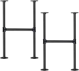 Industrial Pipe Table Leg Set,Metal Legs for Coffee and End Tables, Desks, Nightstand,2Pcs, 28" H × 14" W(Black)