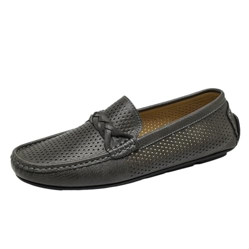 Loafers for Men Square Toe Faux Leather Breathable Perforated Resistant Anti-Slip Comfortable Walking Fashion Slip-on