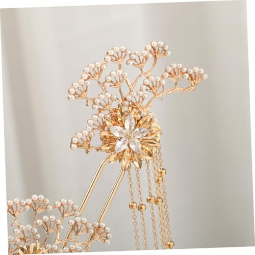 Bâtons à cheveux chinois accessoires chignon dorés avec perles de fête