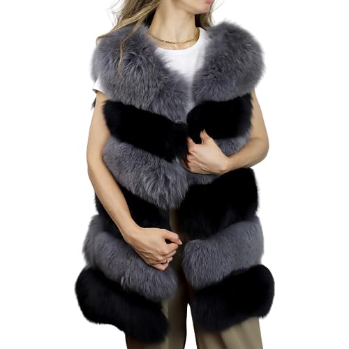 Women's Two Toned Fox Fur Vest2