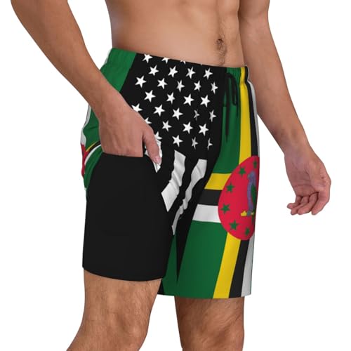 America Dominica Flag Mens Swim Trunks with Compression Liner 2 in 1 Quick Dry Bathing Suit Beach Shorts2