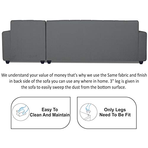 Image of Adorn India Rio Highback L Shape 6 Seater Corner Sofa Set (Grey) (3 Year Warranty)