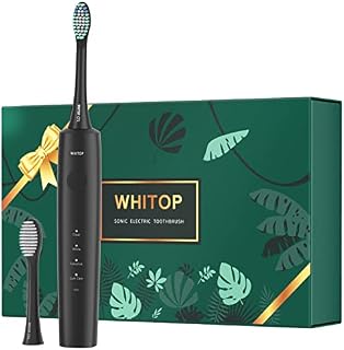 WHITOP CD-14 Electric Toothbrush for Adults, Rechargeable Electronic Power Ultrasonic Tooth Brush with 4 Modes, Pressure Sensor, Smart Timer, IPX8 Waterproof, Black