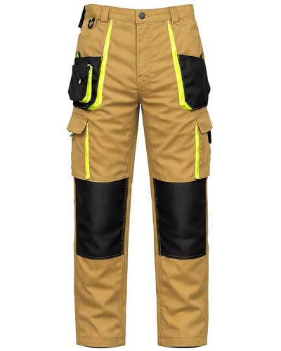 Juicy Trendz Men's Heavy Duty Tactical Cargo Pants | Cordura Reinforced Knee Construction Work Trousers with Multi Pockets