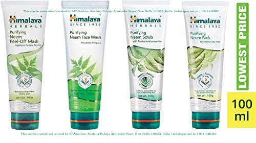 Himalaya Herbals Purifying Neem Pack, 100g, Himalaya Herbals Purifying Neem Scrub, 100g, Himalaya Herbals Purifying Neem Face Wash, 100ml and Purifying Neem Peel Off Mask, 100g (Combo)