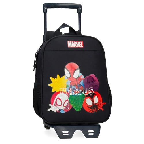 Joumma Marvel Versus Spidey Mochila Preescolar con Carro Negro 21x25x10 cms Poliéster 6,44L
