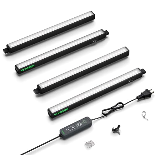 Image of VIVOSUN T5 Grow Lights for Indoor Plants, 5000K Full Spectrum, 1FT | 28W (4 x 7W), 4-Pack, Timer & Dimming Controller, SGS Compatible, Linkable