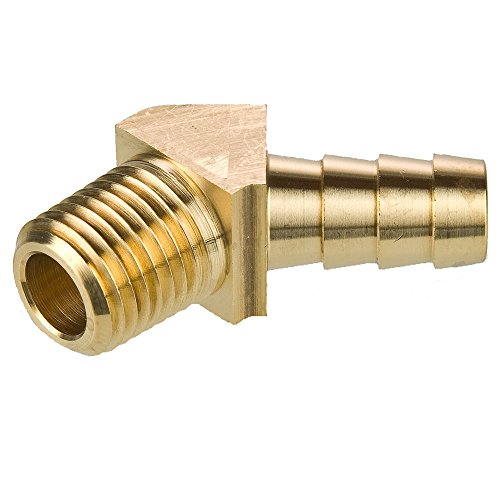 Parker 139HB-6-4-pk10 Hose Barb Fitting, Barb to Pipe, Barb and Male Pipe 45 Degree Elbow, Brass, 3/8", 1/4" (Pack of 10)