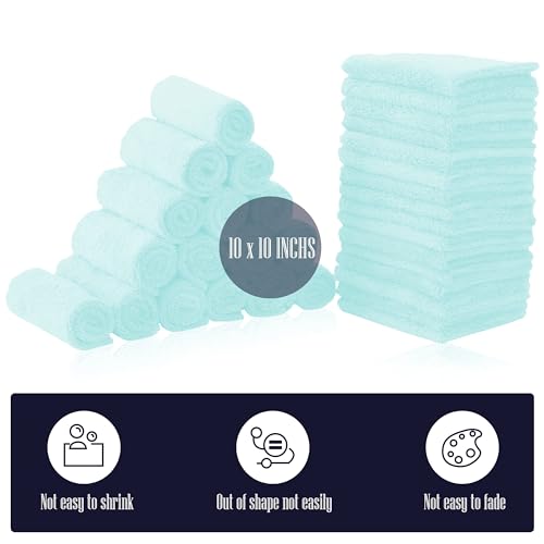 Image of 32 Pack Baby Washcloths - Coral Fleece - Absorbent and Soft Wash Clothes for Newborns, Infants and Toddlers Baby boy and Girl - Suitable for Sensitive Skin and New Born - Frozen Blue, 10x10 Inch