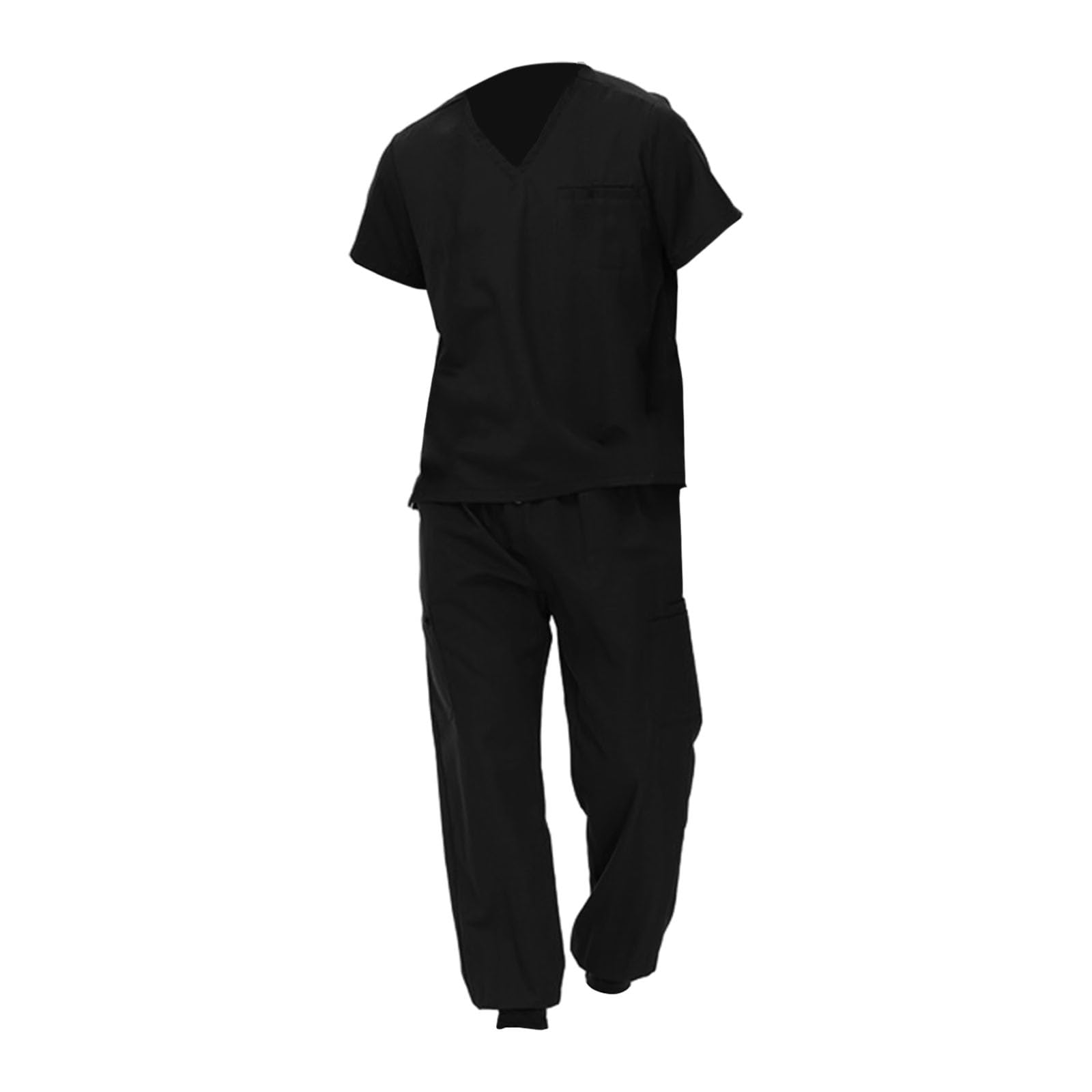 Uniform Scrub Set for Men Healthcare Scrub Suit Set Work Utility Top and Pants Set V Neckline Nurse Clothes Workwear Medical Uniform for SPA Pet Shop Cosmetology