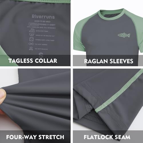 Riverruns UPF 50+ Swim Shirt Fishing Shirt Rash Guard T Shirt Ice-Cool Quick Dry Sports Shirt#10172