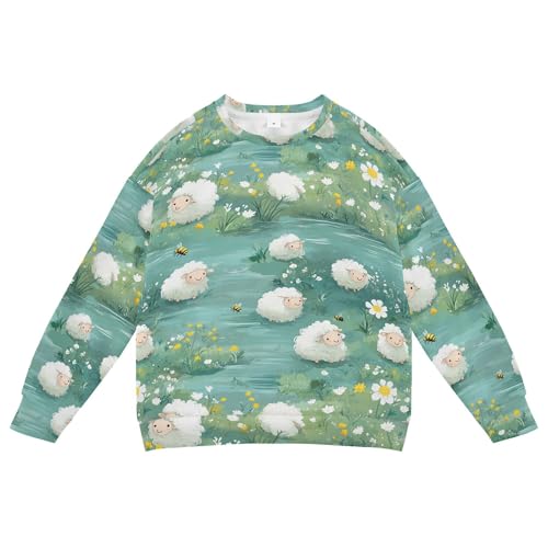 JUNZAN Cartoon Sheep A River Little Girls Sweatshirts Hoodies Long Sleeve Outerwear for Kids Camping 4T