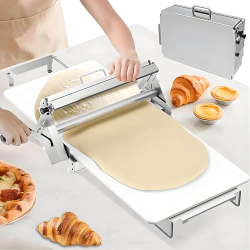 Foglio di pasta manuale pieghevole, rullo da pasticceria in acciaio inossidabile per croissant Pizza Pasta, spessore regolabile 0-25mm, design compatto per la cucina domestica e l'uso commerciale dell