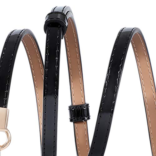 4 Pack Women Skinny Leather Belt Adjustable Fashion Dress Belt Thin Waist Belts For Ladies Girls(Black Brown Gold White) #TOP3