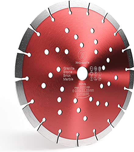 INNONEXXT® Premium Turbo Diamanttrennscheibe | 230/22,23/2,4/10 | heißgepresste Turbodiamantsegmente longlife, gehärteten Stahl | Trocken.- und Nassschnitt | Granit,Stein,Ziegelstein,Marmor Cover