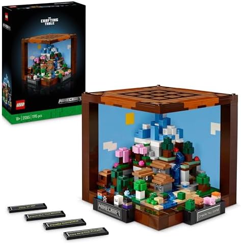 LEGO Minecraft Mesa de Trabajo - Maqueta para Adultos con 8 Personajes Inc. Steve, Alex y Criaturas - Decoración Gamer - Regalo para Hombres y Mujeres Fans del Videojuego 21265