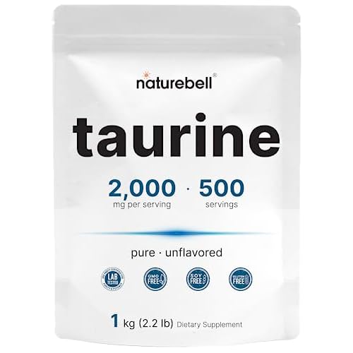 NatureBell Taurine 1,000mg Per Serving, 500 Capsules | Essential Amino Acids Supplement – Double Strength – Antioxidant Support for Heart, Muscle, Brain, & Liver Health – Non-GMO, Gluten Fre