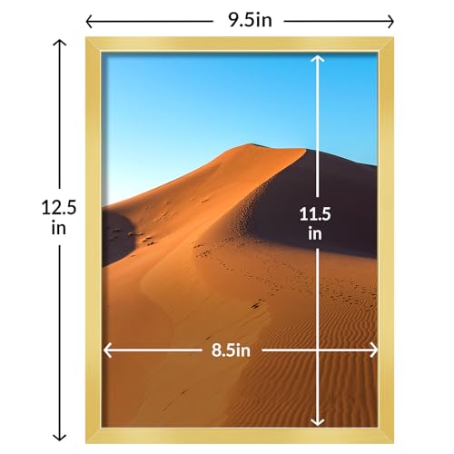 Image of LaVie Home 9x12 Picture Frame for Wall Display, 9x12 Gold Picture Frame with HD Plexiglas, 9 x 12 Poster Frame 1 Pack, Display Frame for Vertical or Horizontal, Classic Collection
