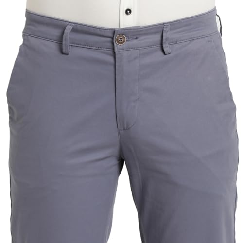 Image of Turtle Men Cotton Stretch Ultra Slim Fit Steel Grey Casual Trouser