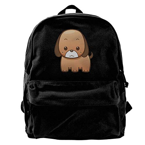 Yuanmeiju Mochila de Viaje Escolar, Mochila clásica de Lona con Estampado único de Cachorro marrón, se Adapta a portátiles de 14 Pulgadas, Duradera, Color Negro