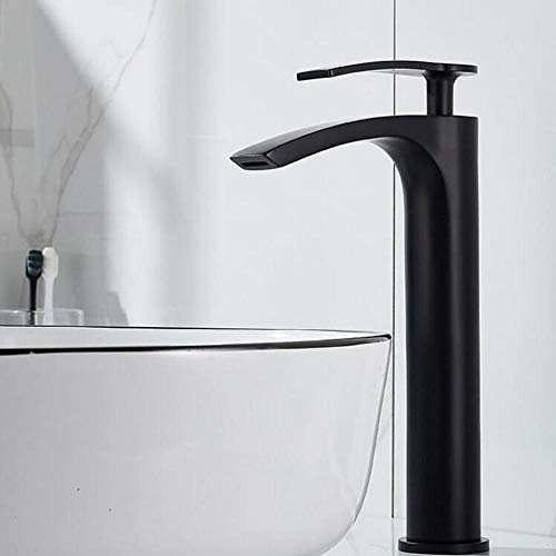 Robinet mitigeur de lavabo haut cascade noir pour salle de bains chic - 5