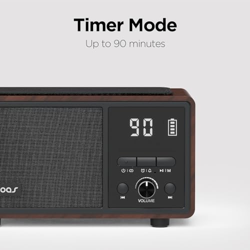Mooas Retro Bluetooth Radio Speaker Vintage Charging Desk Clock Portable Bedside Analog Antique Old School Fm Radio Tabletop Alarm Clock Hands-Free Calling Supports Aux For Kitchen Bedroom Office thumb #3