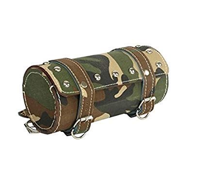 Universal Royal Enfield Leatherette Army Print Round Waterproof Motorcycle Seat Bag - for Royal Enfield Bullet 350/500