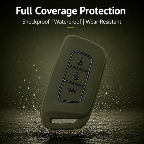 Image of JVCV Soft TPU Key Cover Compatible with New MG Hector, Hector Plus, Windsor and Windsor Pro EV Smart Key | Scratch-Resistant Protective Case (Matte Green)